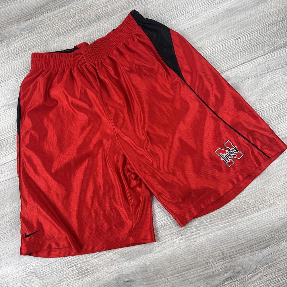 VTG Nebraska Huskers Basketball Shorts Mens Med Red Nike Team Issue Shiny Dazzle